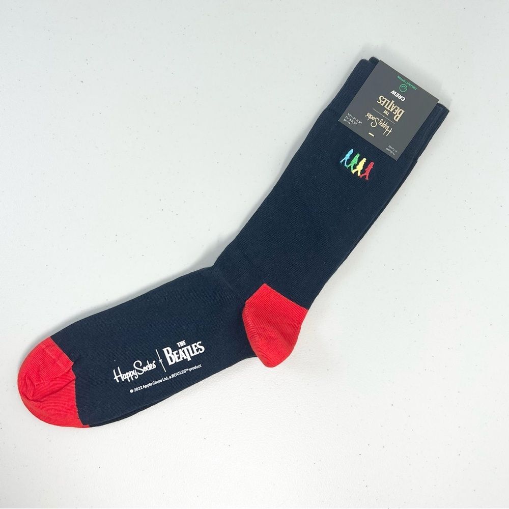 NWT Happy Socks Beatles Crosswalk Crew Socks Unisex M 8-12 W 10-12 1/2